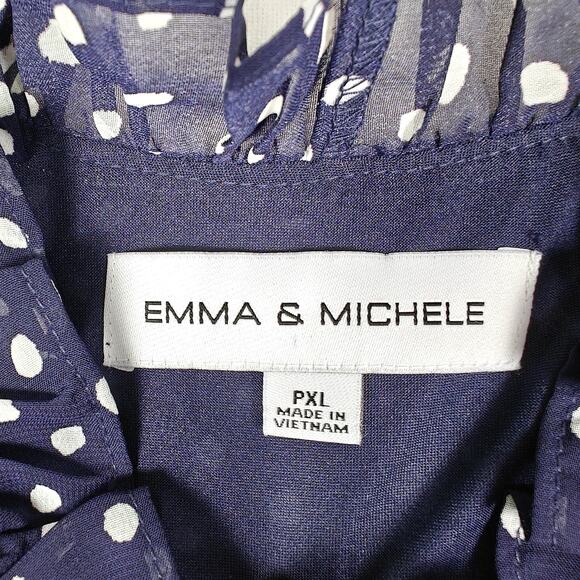 Emma & Michele Navy White Polka Dot Ruffle Hem Dress Size PXL NWT - Picture 5 of 7